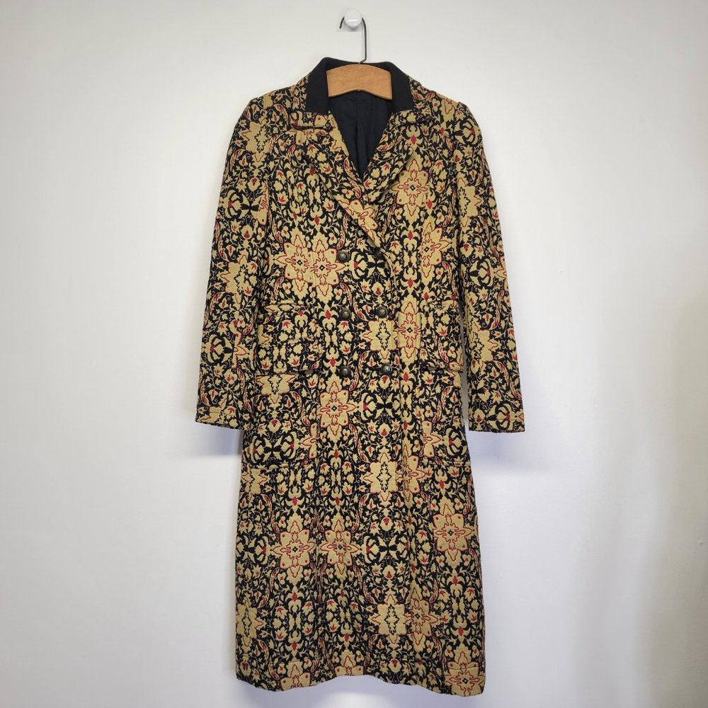 Free People Tapestry Long Winded Double Breasted Coat Womens 2 Boho - Picture 8 of 16